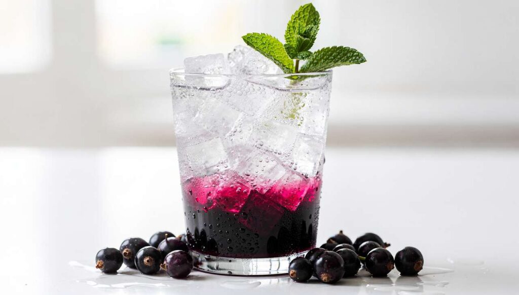 Recette de Mocktail Pétillant Menthe Glaciale et Cassis