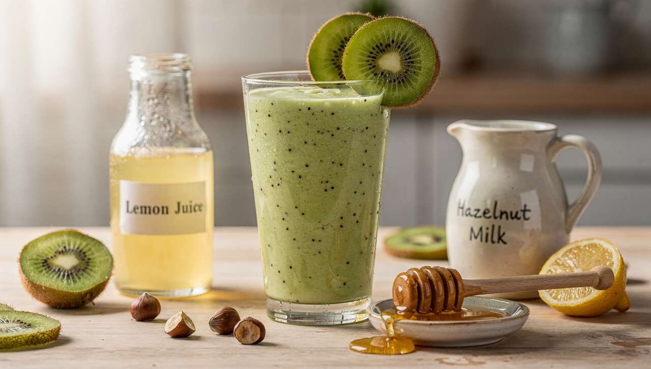 Smoothie au kiwi, citron et noisettes : recette gourmande et vitaminée