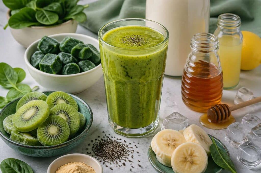 Smoothie vert épinard et kiwi : recette saine et rafraîchissante
