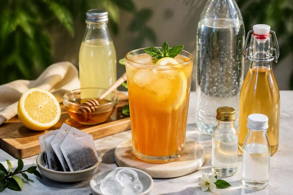 Recette de thé pétillant des Sources : un mocktail rafraîchissant
