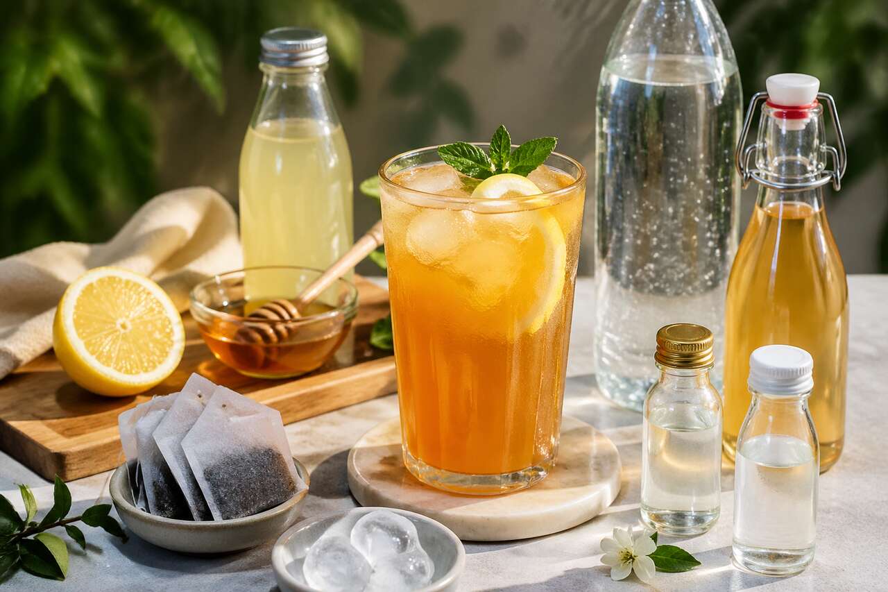 Recette de thé pétillant des Sources : un mocktail rafraîchissant