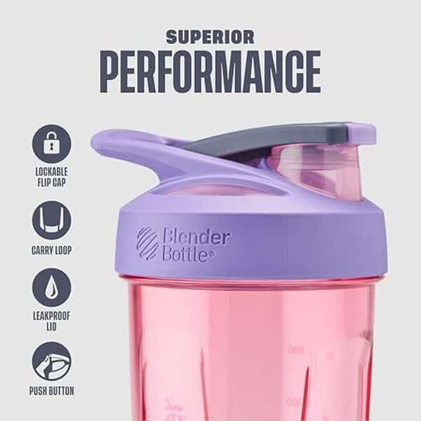 Découvrez pourquoi le BlenderBottle Strada 800 ml en violet est l'allié idéal pour vos préparations protéinées. Performances, design et praticité au rendez-vous  !