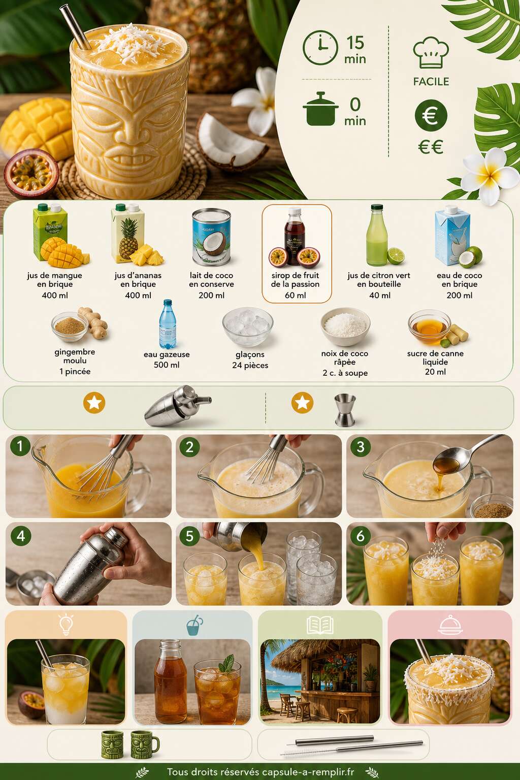 Fiche recette Recette mocktail tropical Monsoon : saveurs exotiques rafra&icirc;chissantes