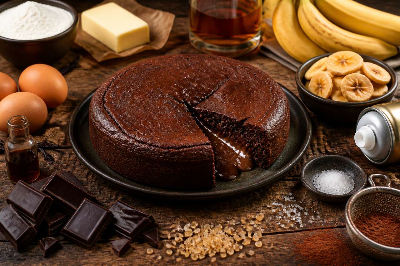 Fondant chocolat banane au rhum : recette gourmande