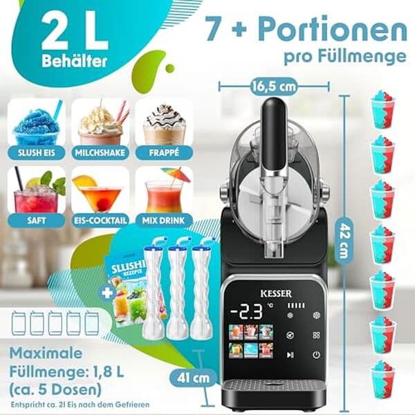 Découvrez les performances de la machine à glace Kesser 2 l : 6 programmes pour créer slushs rafraîchissants et cocktails savoureux à la maison
