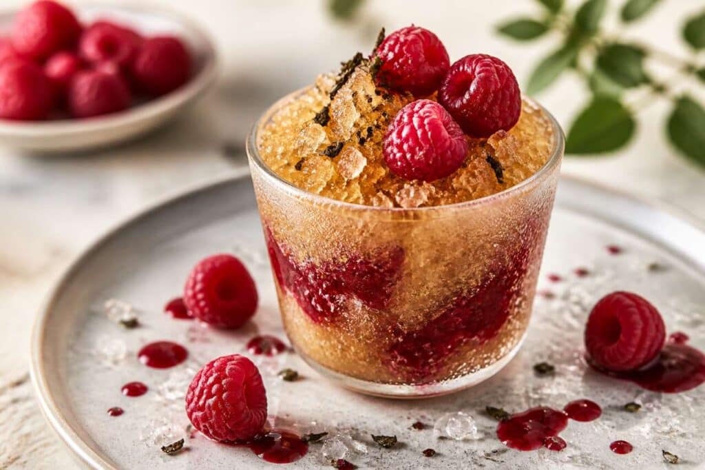 Granité au thé du hammam et framboises : recette rafraîchissante