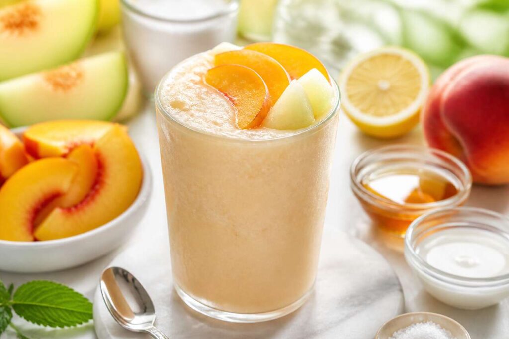 Smoothie glacé pêche melon : recette fraîche et facile