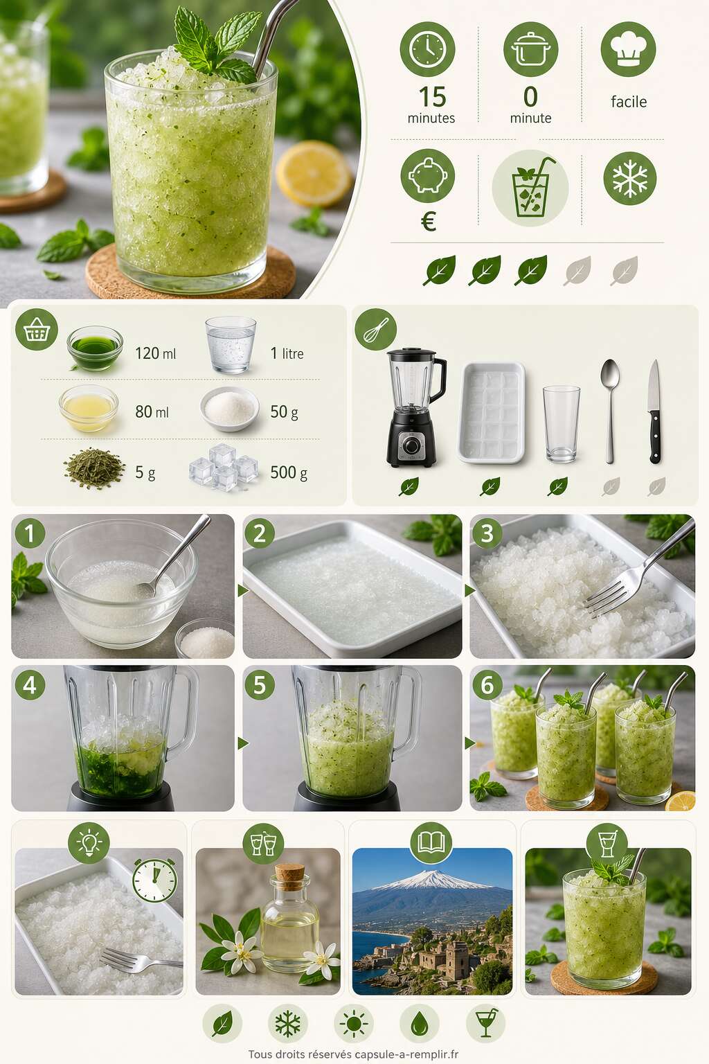 Fiche recette Recette de Granithé : un mocktail rafraîchissant Fiche recette Recette de Granithé : un mocktail rafraîchissant