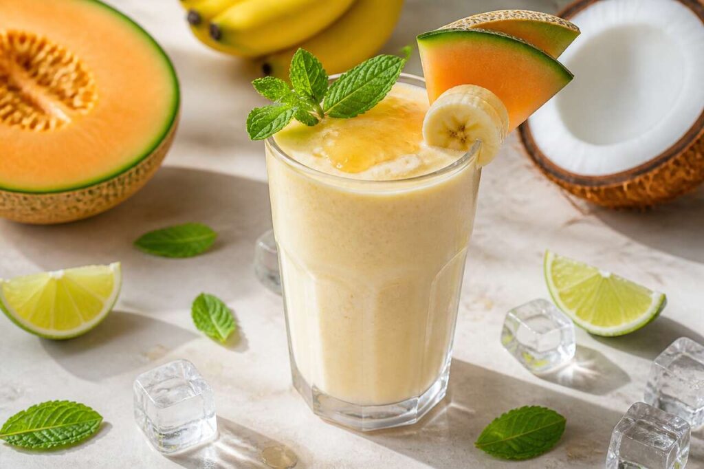 Smoothie melon banane au lait de coco bio : recette fraîche et facile