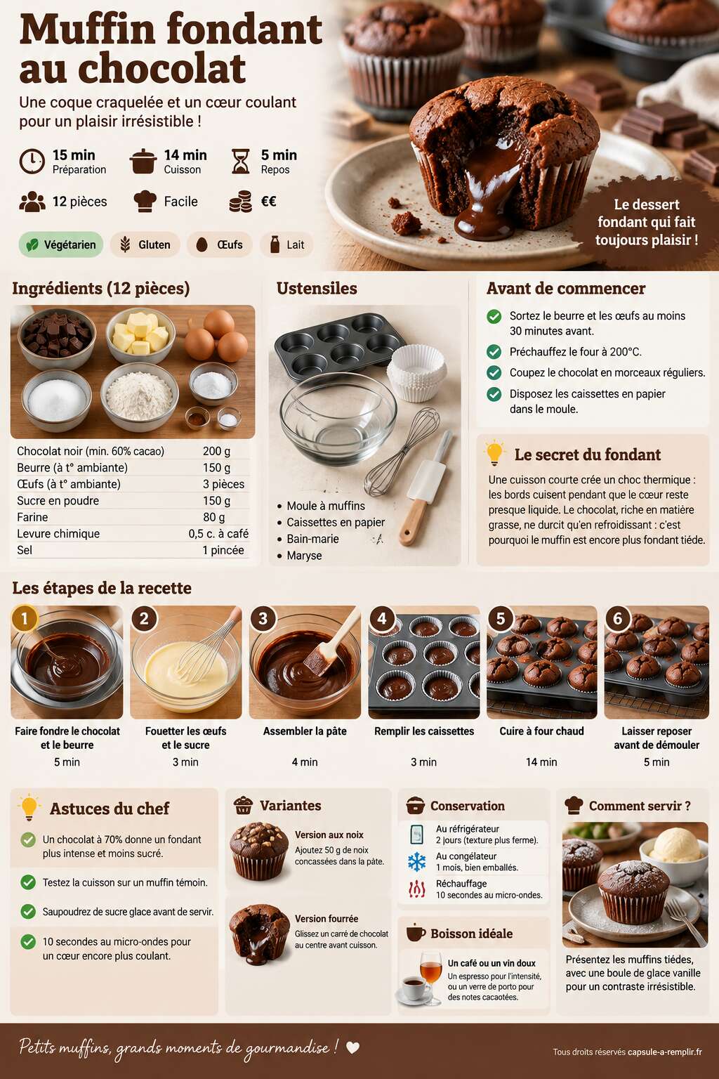 Fiche recette Recette muffin fondant au chocolat Fiche recette Recette muffin fondant au chocolat