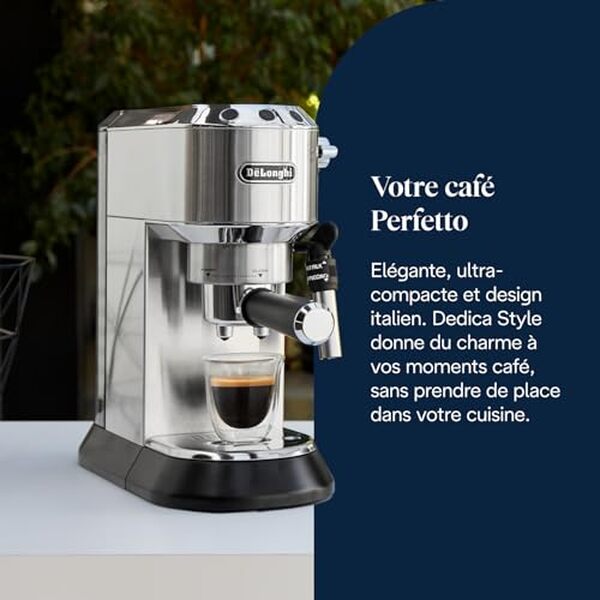 Test complet de la machine à expresso De'longhi Dedica EC685.M : découvrez ses performances, son design compact et tous ses avantages pour préparer vos cafés.